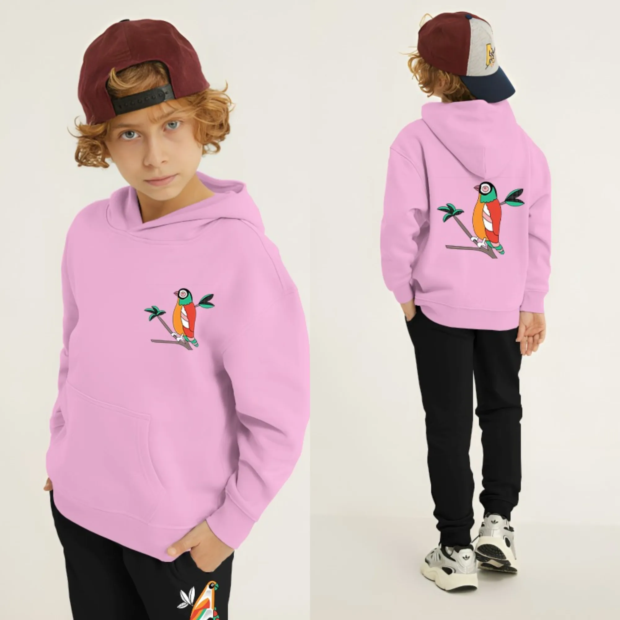 Parrot Printed Kids Hoodie Set