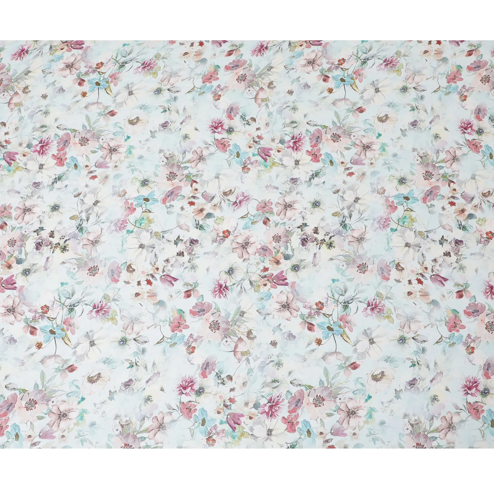 Pastel Floral Print Synthetic Georgette Fabric-D17519