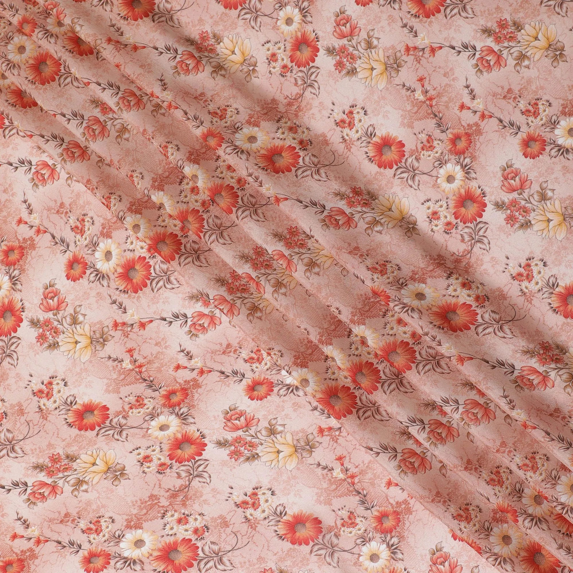 Peach Garden Synthetic Georgette Fabric-D17522