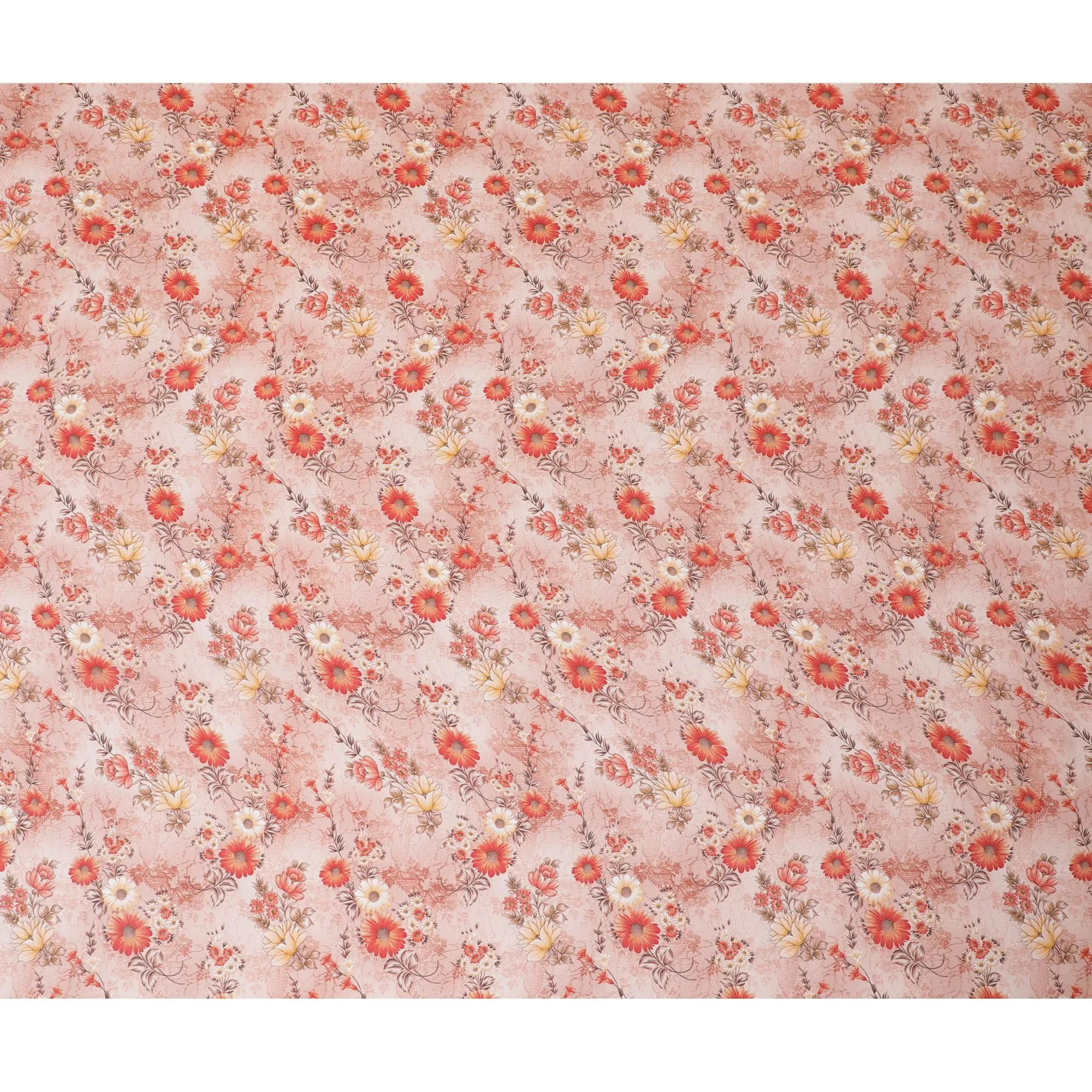 Peach Garden Synthetic Georgette Fabric-D17522