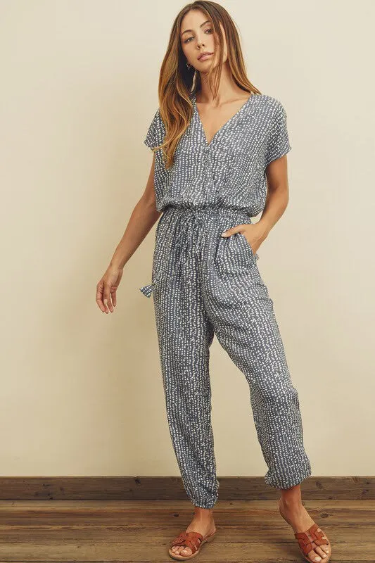 Pebble Print Surplice Jumpsuit