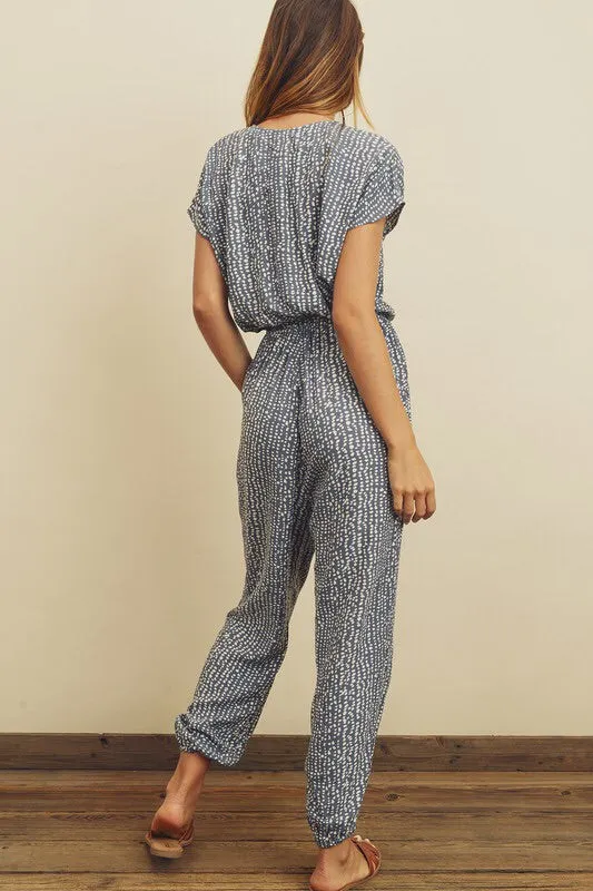 Pebble Print Surplice Jumpsuit