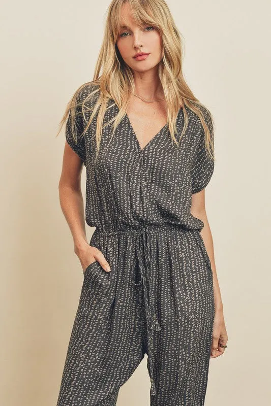 Pebble Print Surplice Jumpsuit