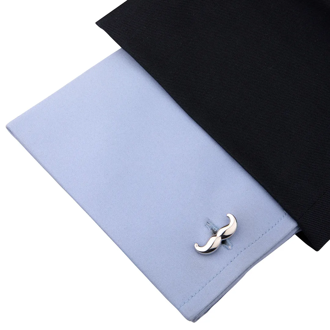 Peluche Manly Moustache Cufflink and lapel Pin Set