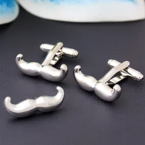 Peluche Manly Moustache Cufflink and lapel Pin Set