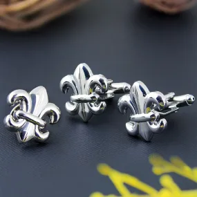 Peluche Silver Orchid Cufflink and Lapel Pin Set