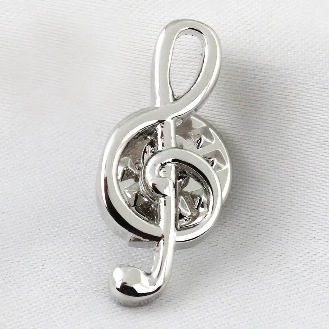 Peluche Silver Symbol of Musi Cufflink and Lapel Pin Set