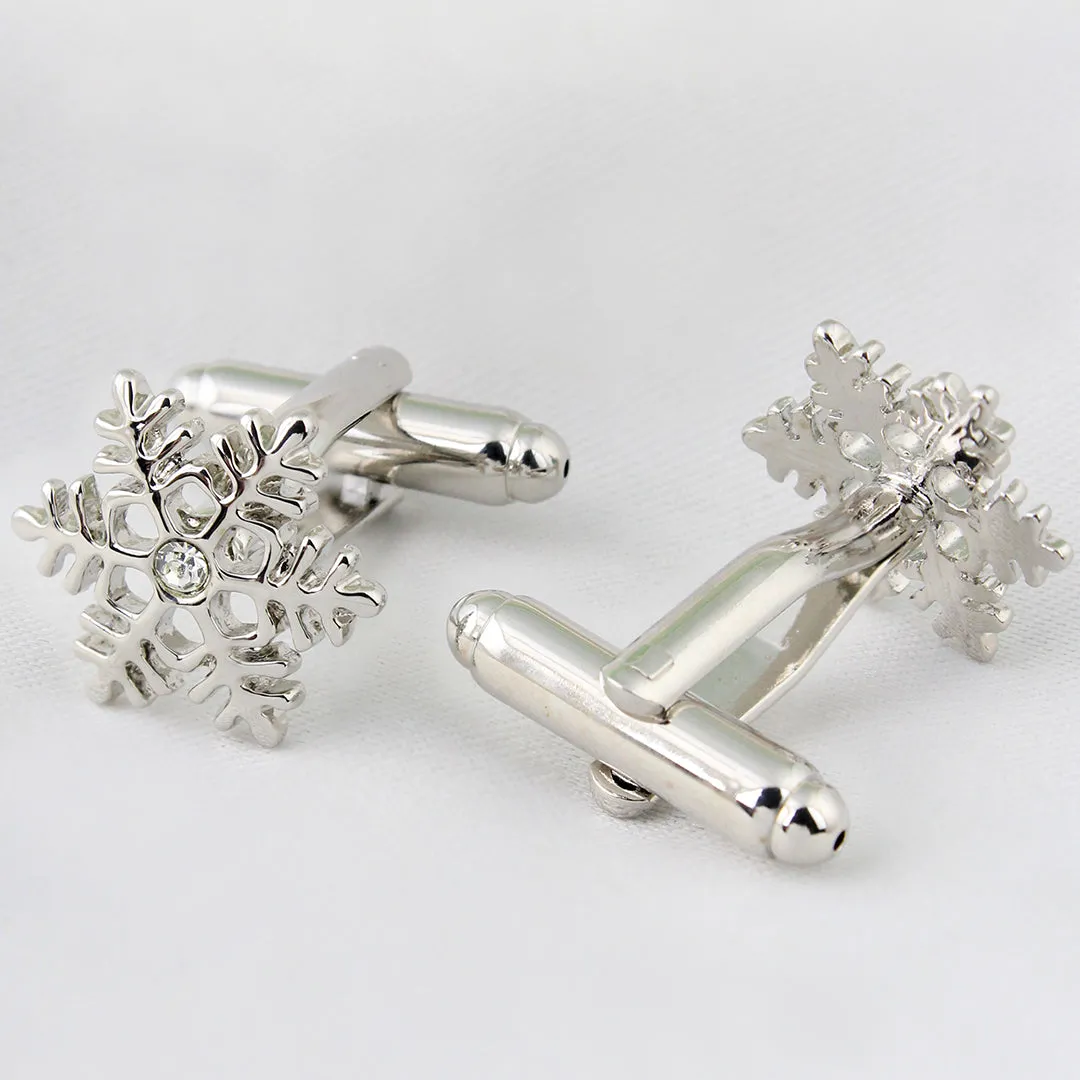 Peluche Snow Flake Cufflink and Lapel Pin Set