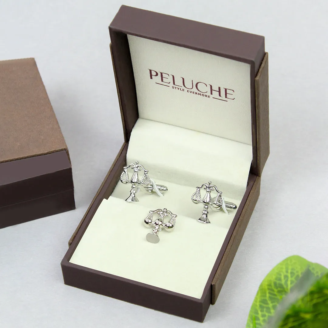 Peluche The Balancer  Cufflink and lapel Pin Set