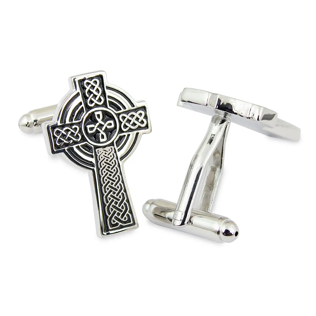 Peluche The Celtic cross Silver Cufflink & Lapel Pin