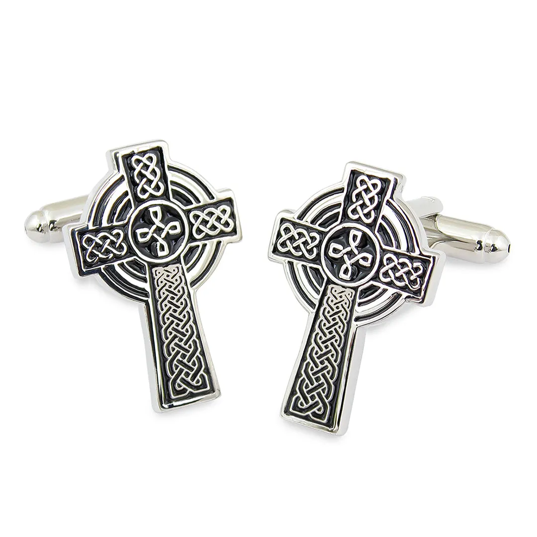 Peluche The Celtic cross Silver Cufflink & Lapel Pin