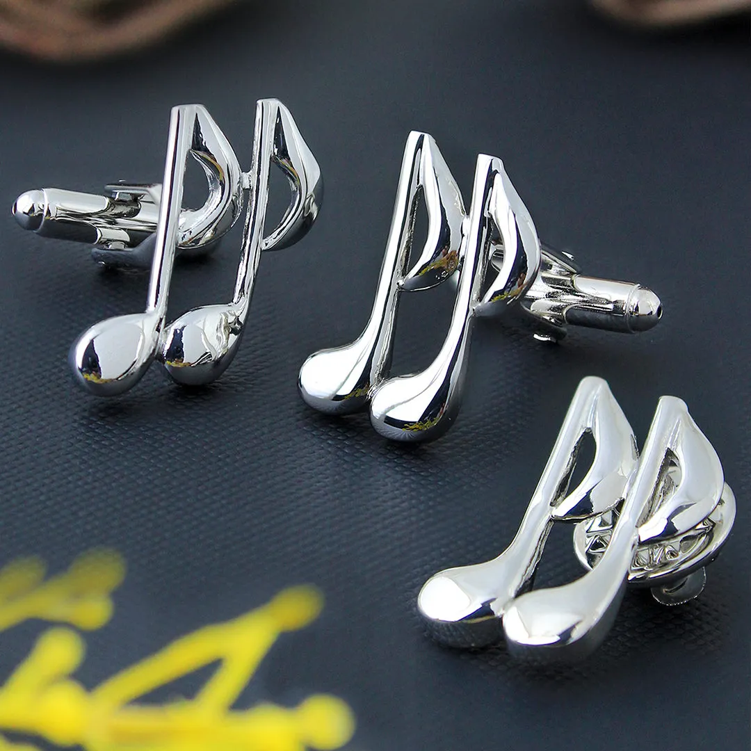 Peluche The Musical Note Cufflink and lapel Pin Set