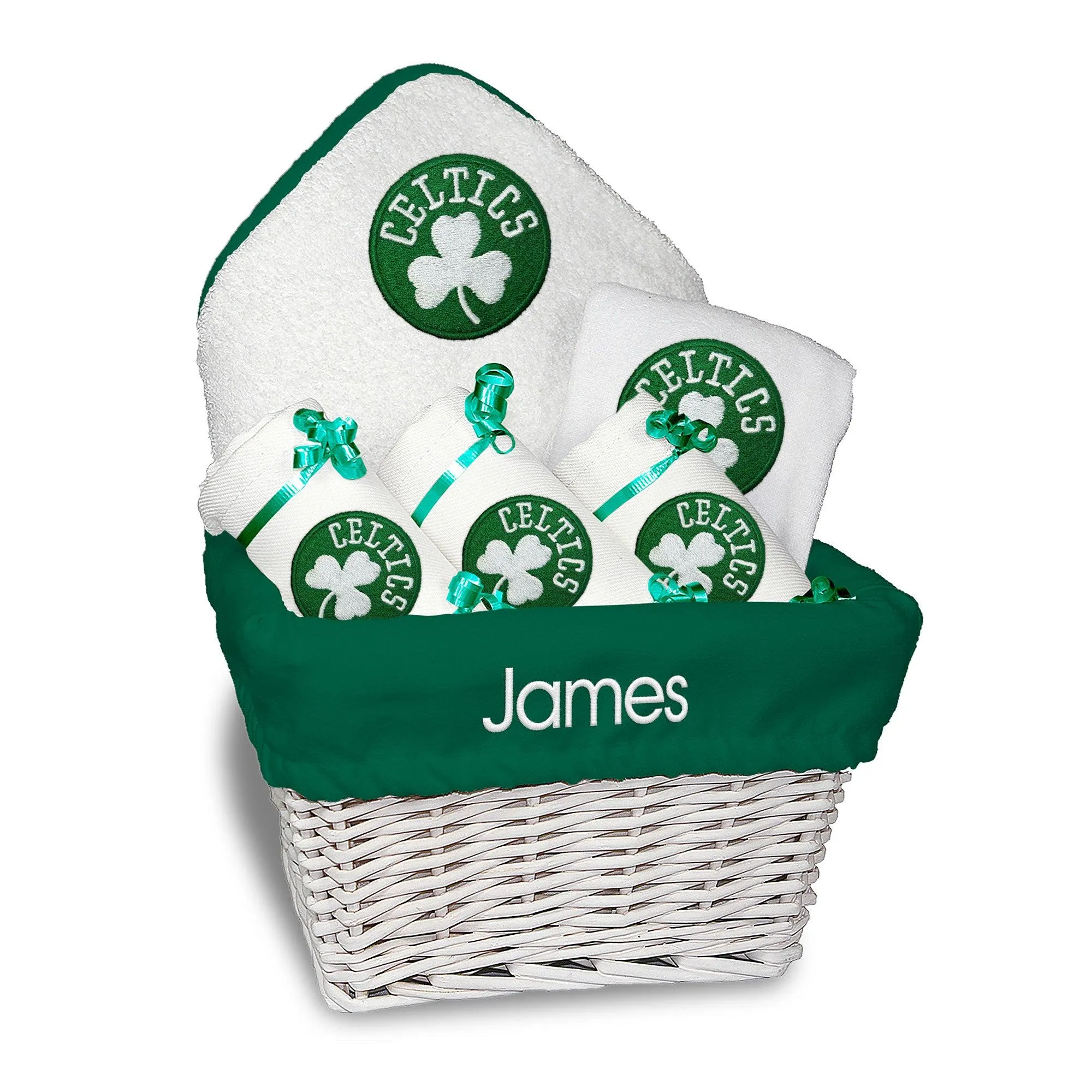 Personalized Boston Celtics Clover Medium Basket - 6 Items