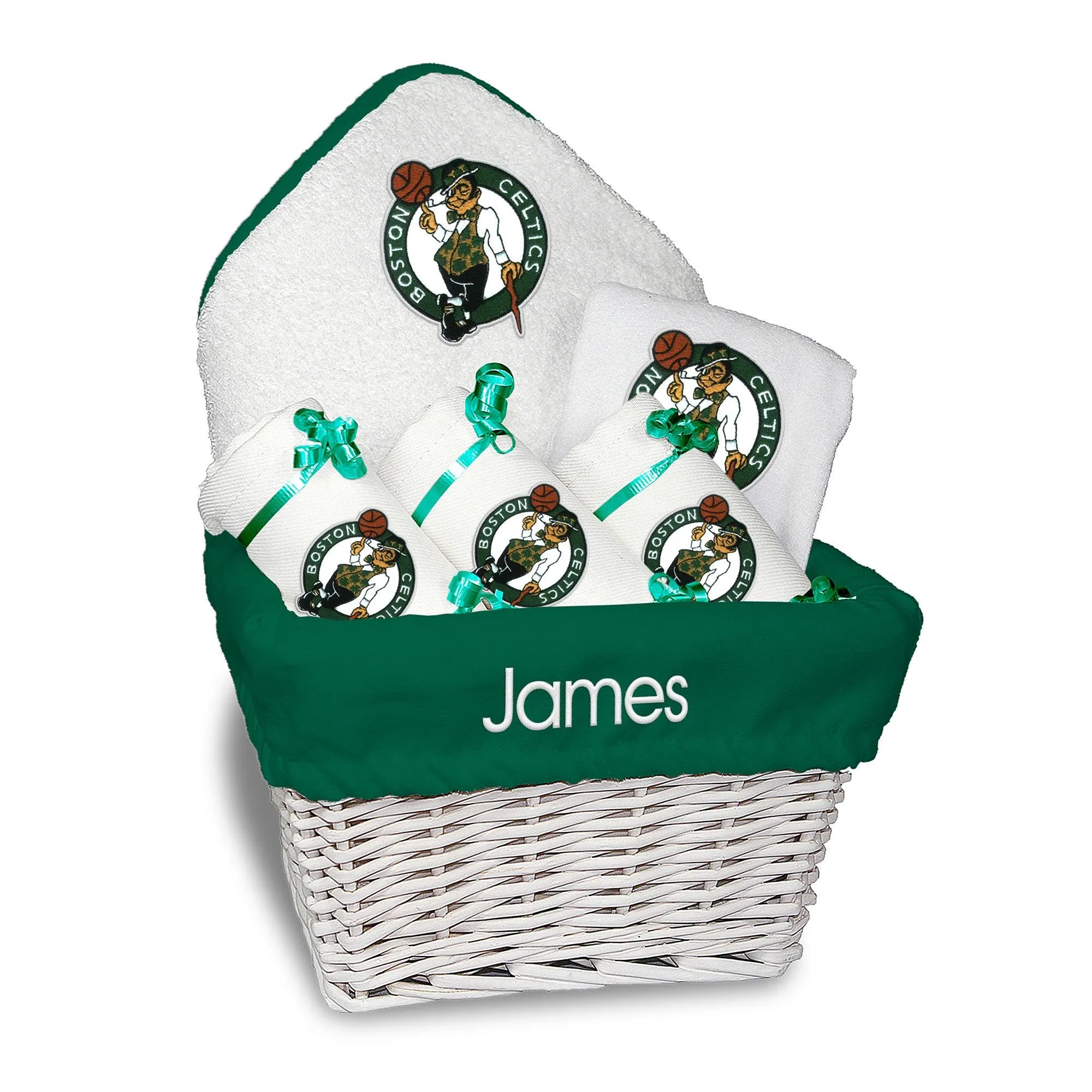 Personalized Boston Celtics Medium Basket - 6 Items