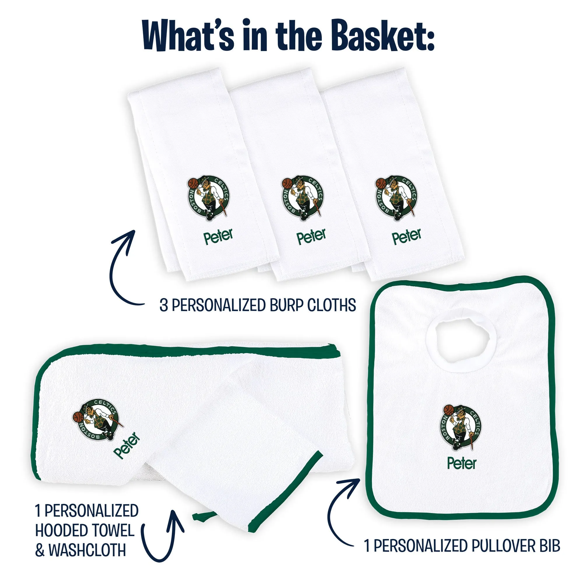 Personalized Boston Celtics Medium Basket - 6 Items