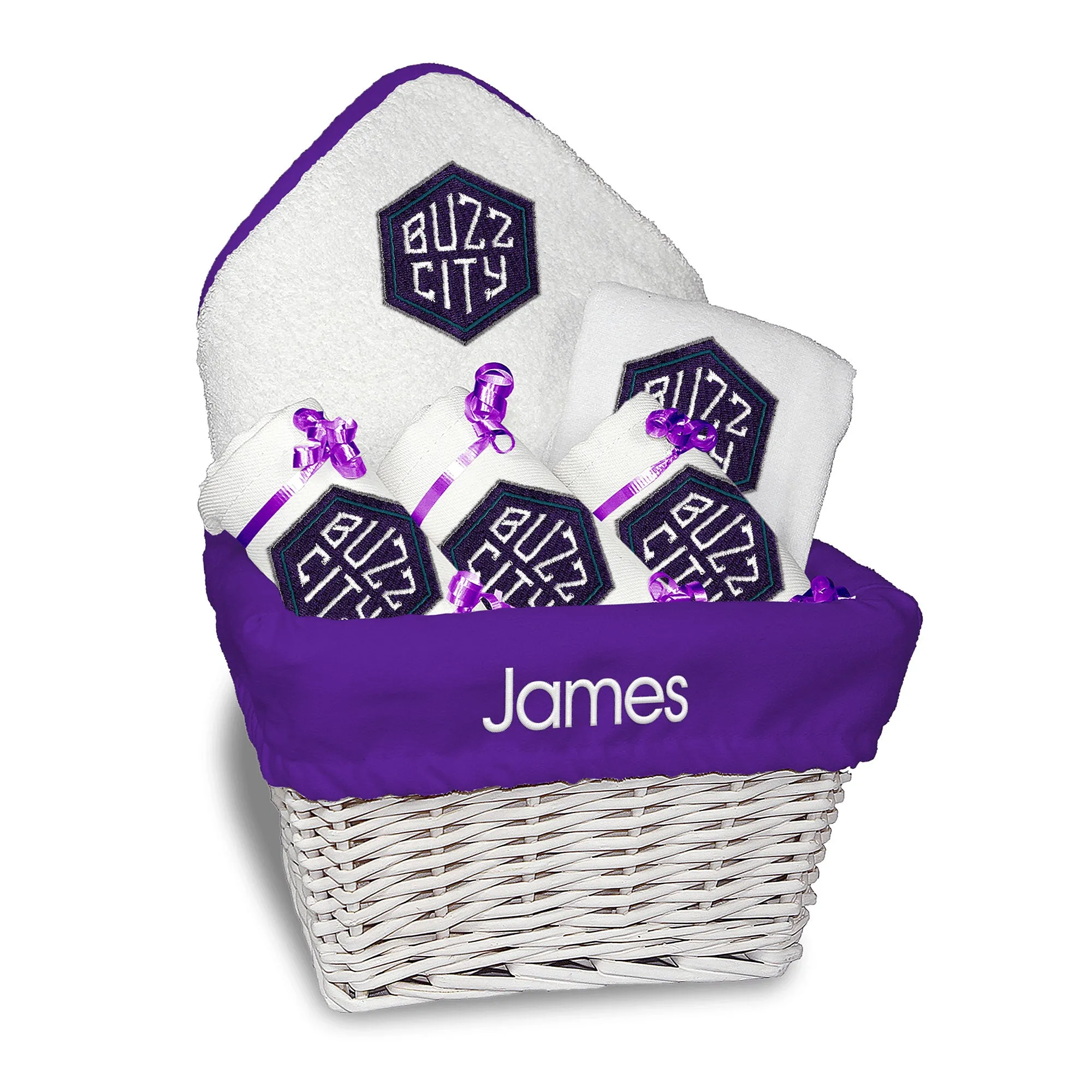 Personalized Charlotte Hornets 'Buzz City' Medium Basket - 6 Items