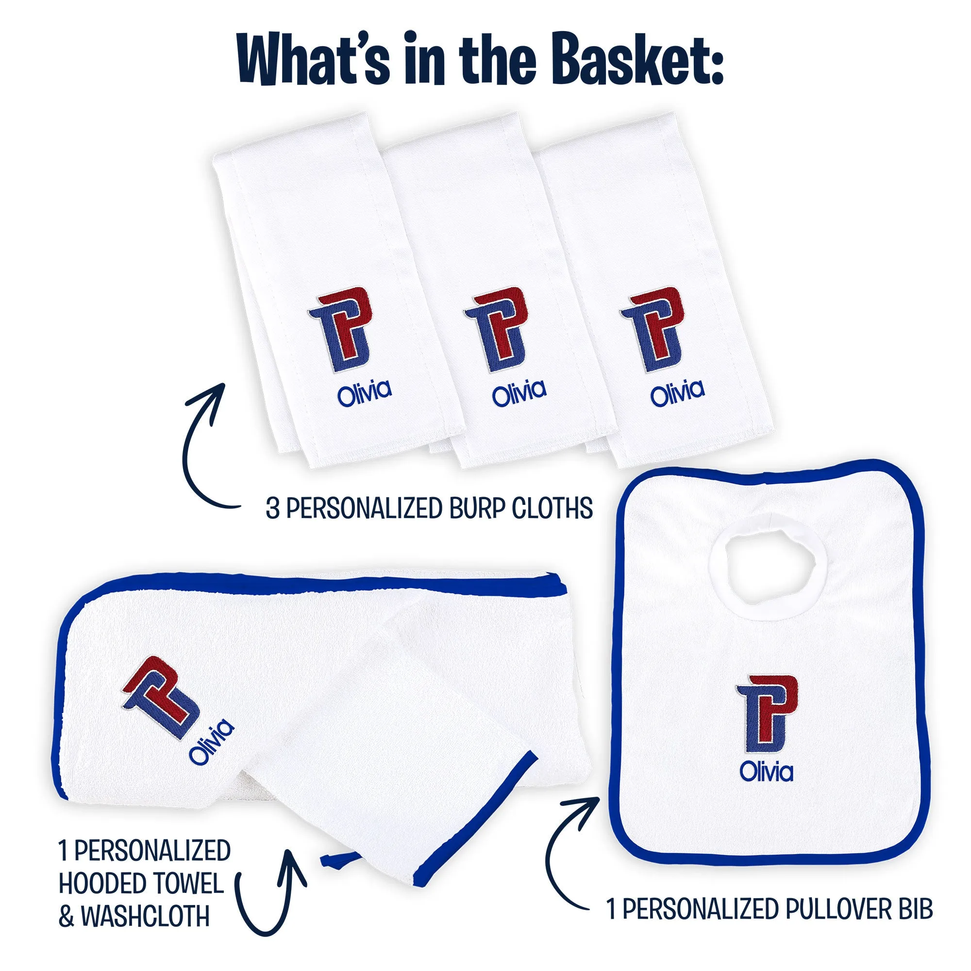 Personalized Detroit Pistons 'DP' Medium Basket - 6 Items