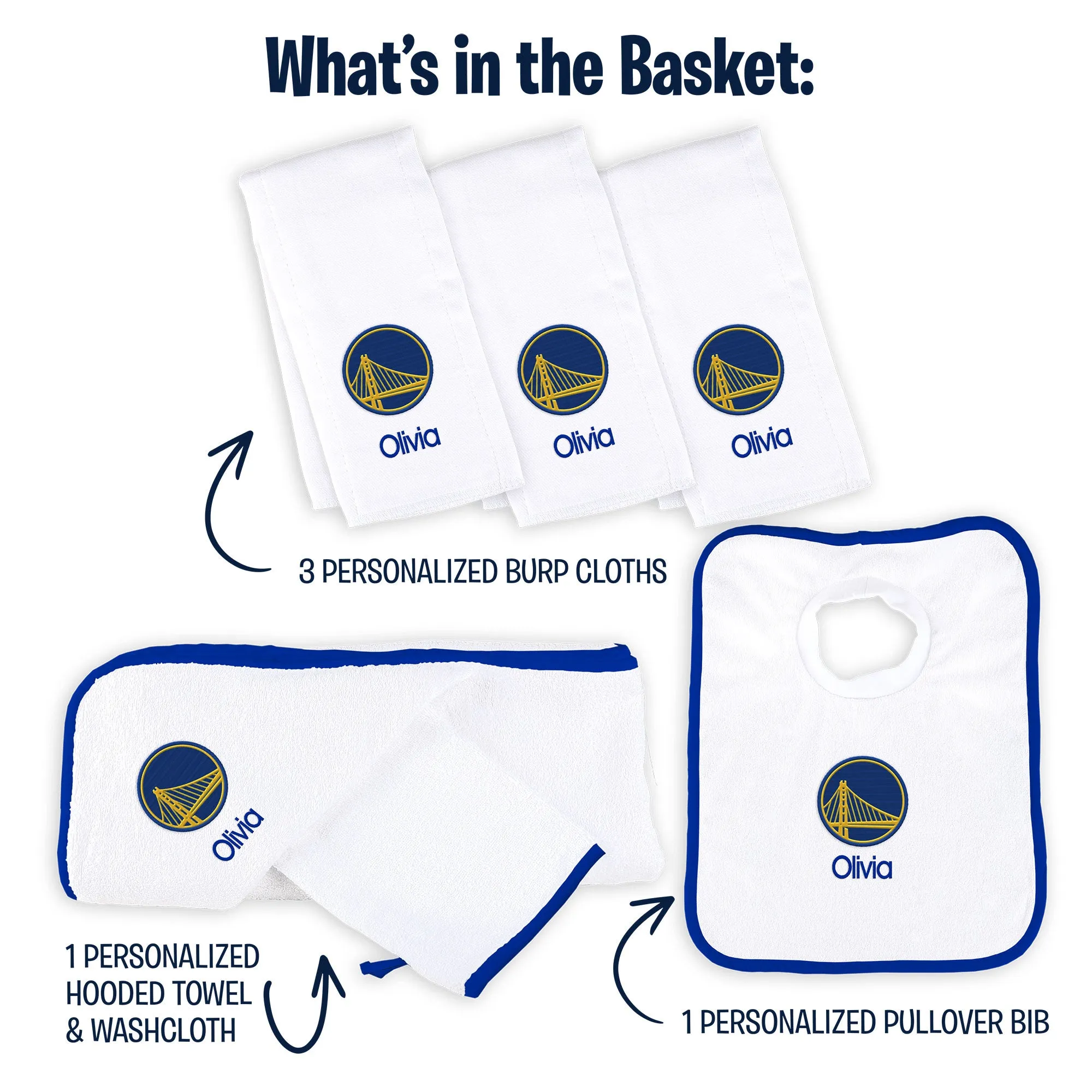 Personalized Golden State Warriors Medium Basket - 6 Items