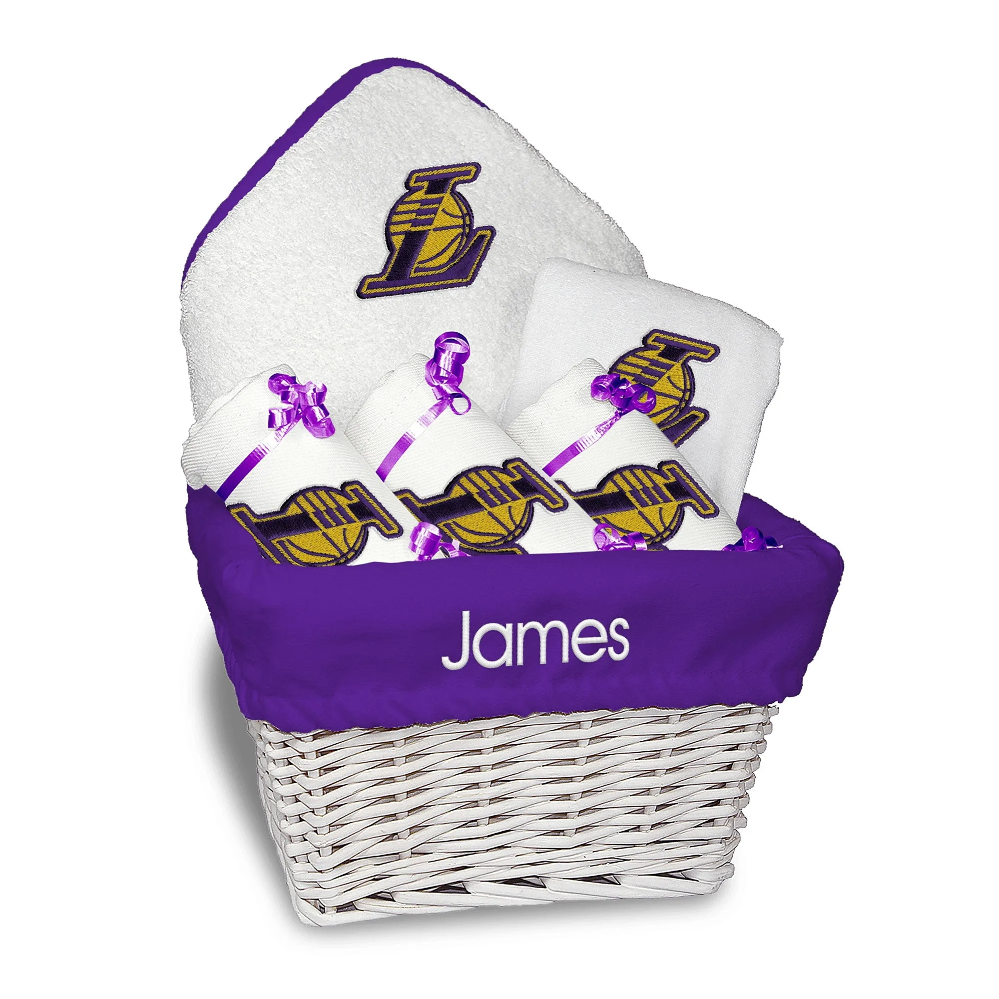 Personalized Los Angeles Lakers 'Slanted L' Medium Basket - 6 Items