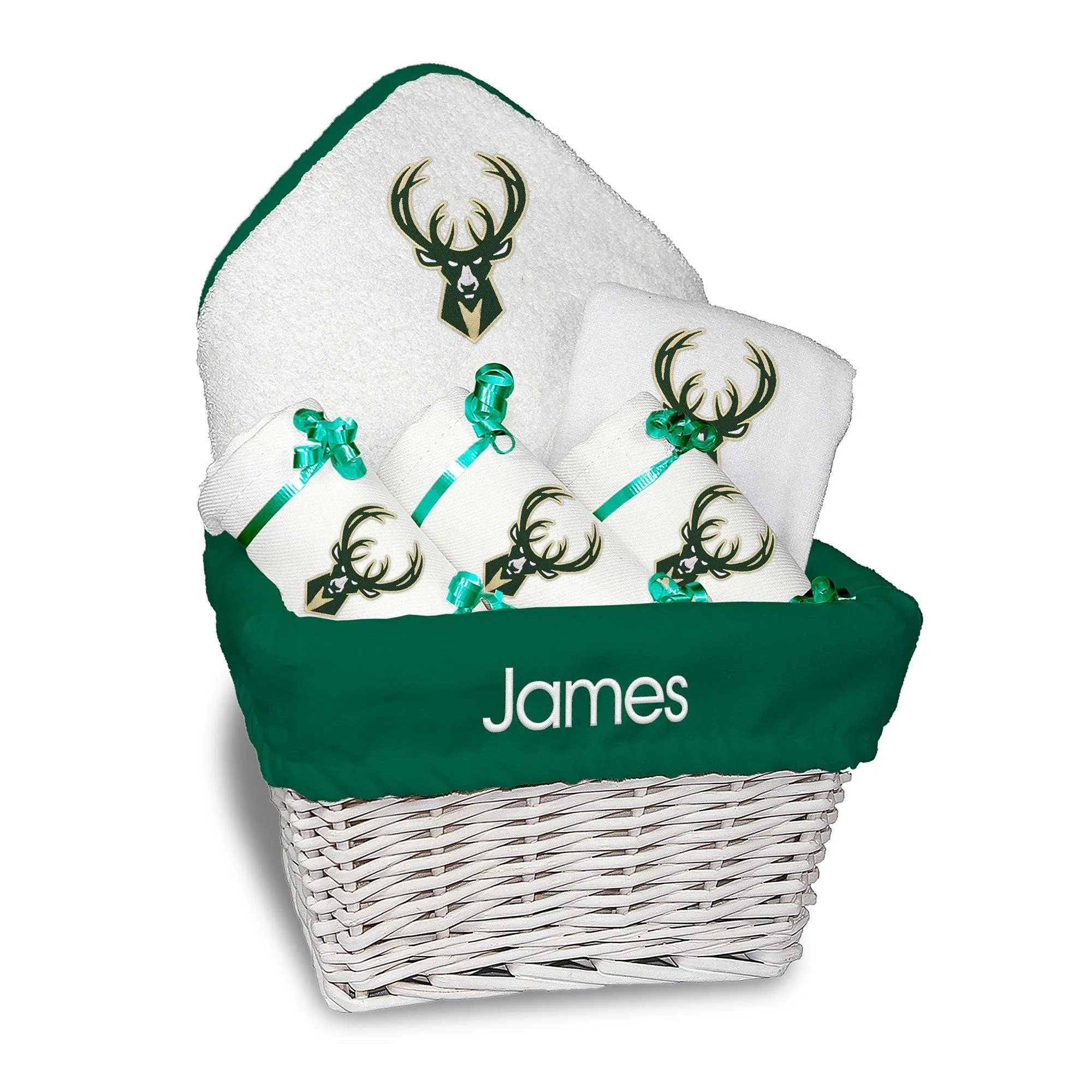 Personalized Milwaukee Bucks Medium Basket - 6 Items