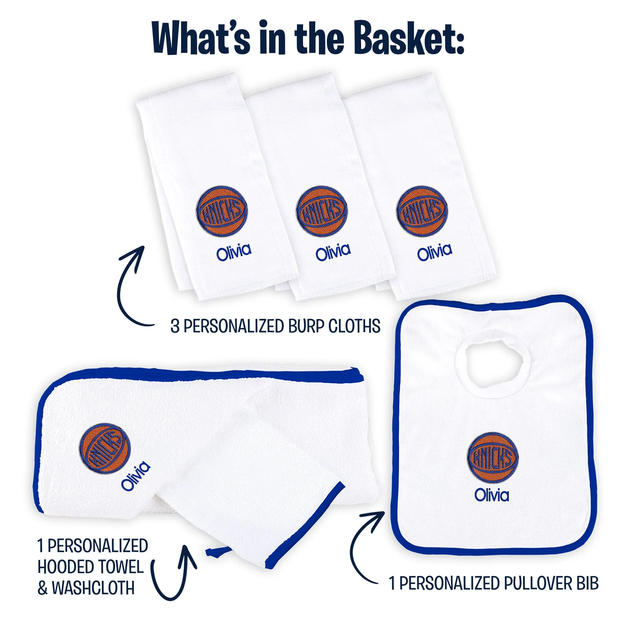 Personalized New York Knicks 'Ball' Medium Basket - 6 Items