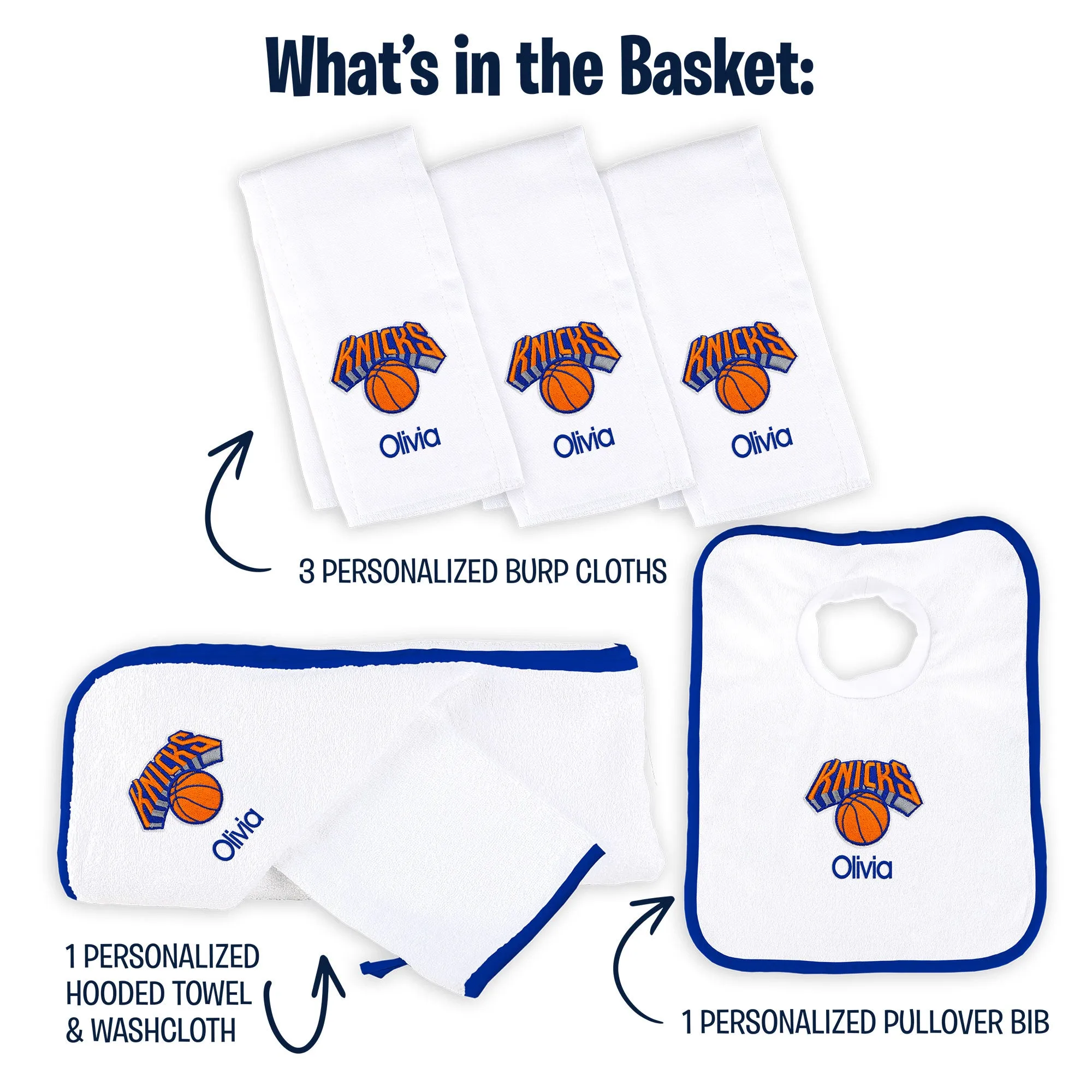 Personalized New York Knicks Medium Basket - 6 Items