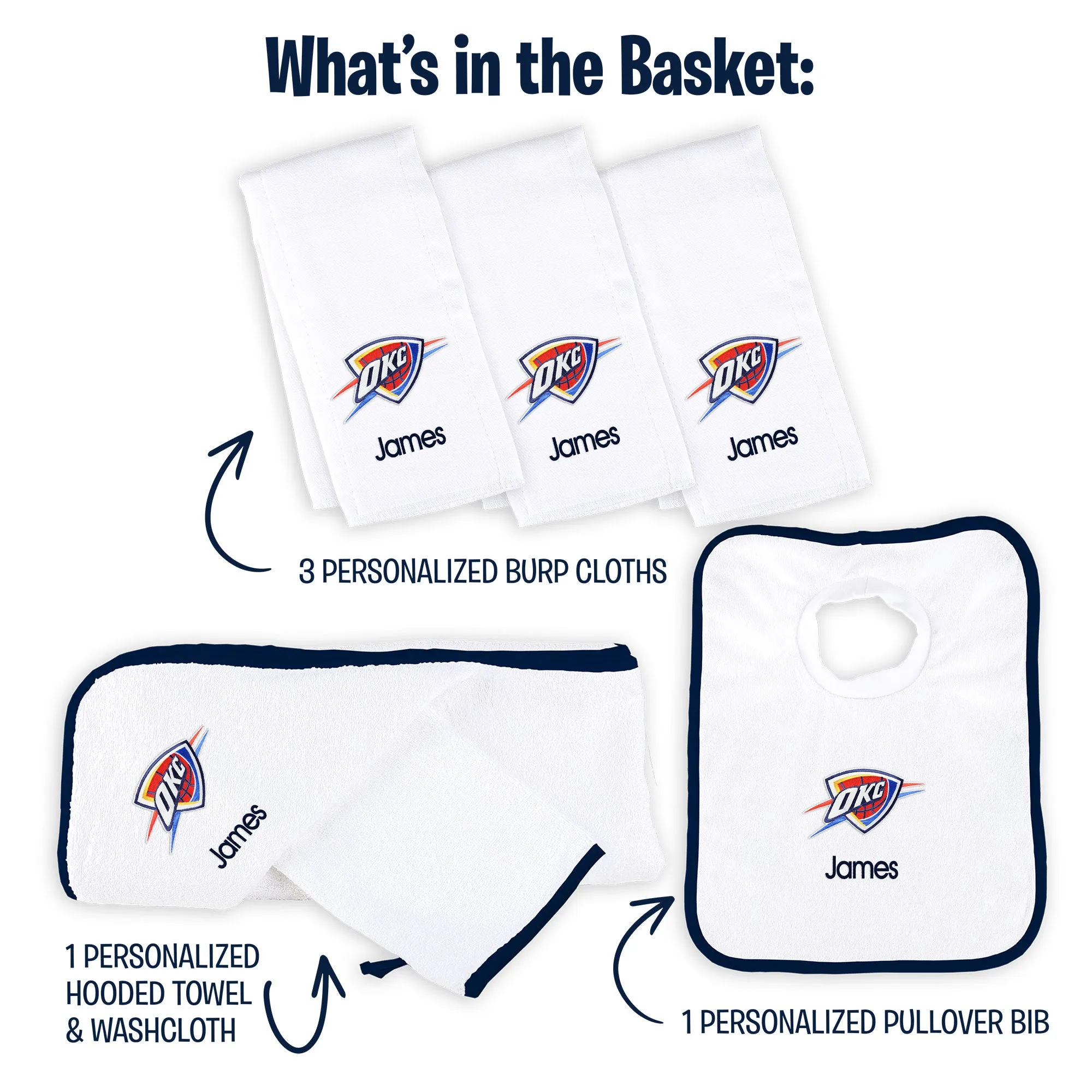 Personalized Oklahoma City Thunder Medium Basket - 6 Items