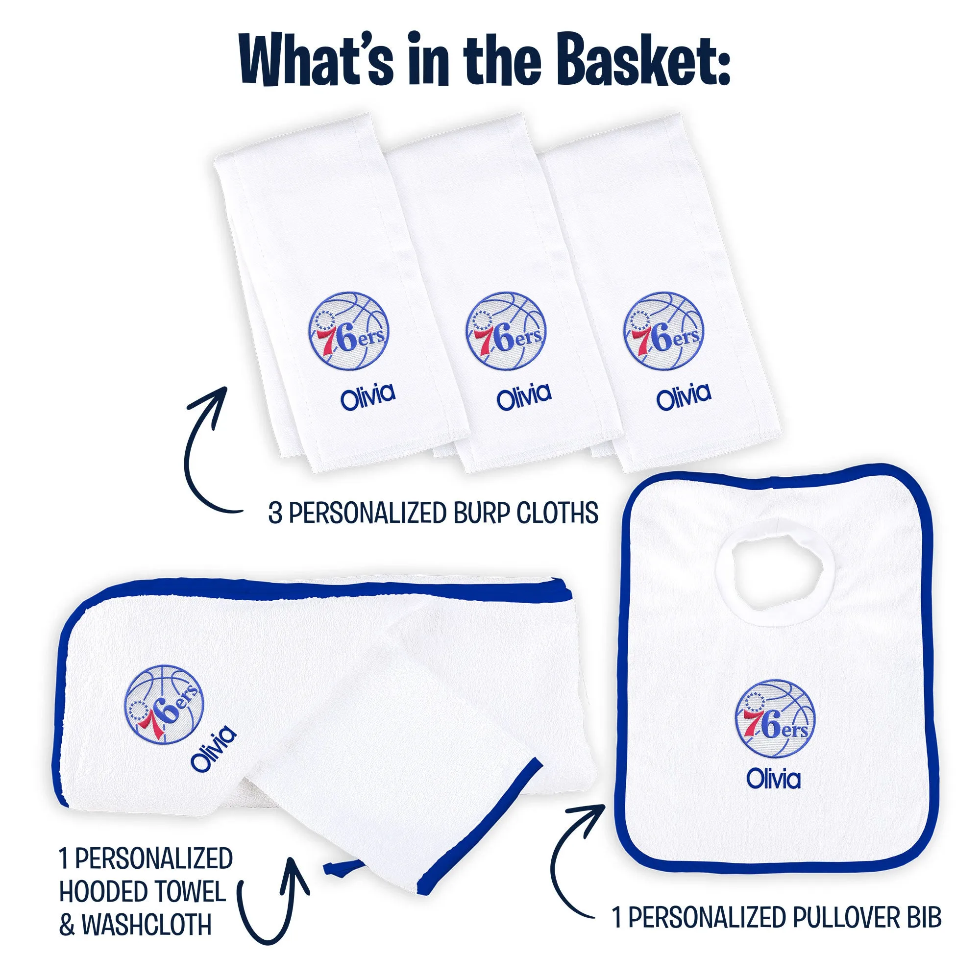 Personalized Philadelphia 76ers Medium Basket - 6 Items