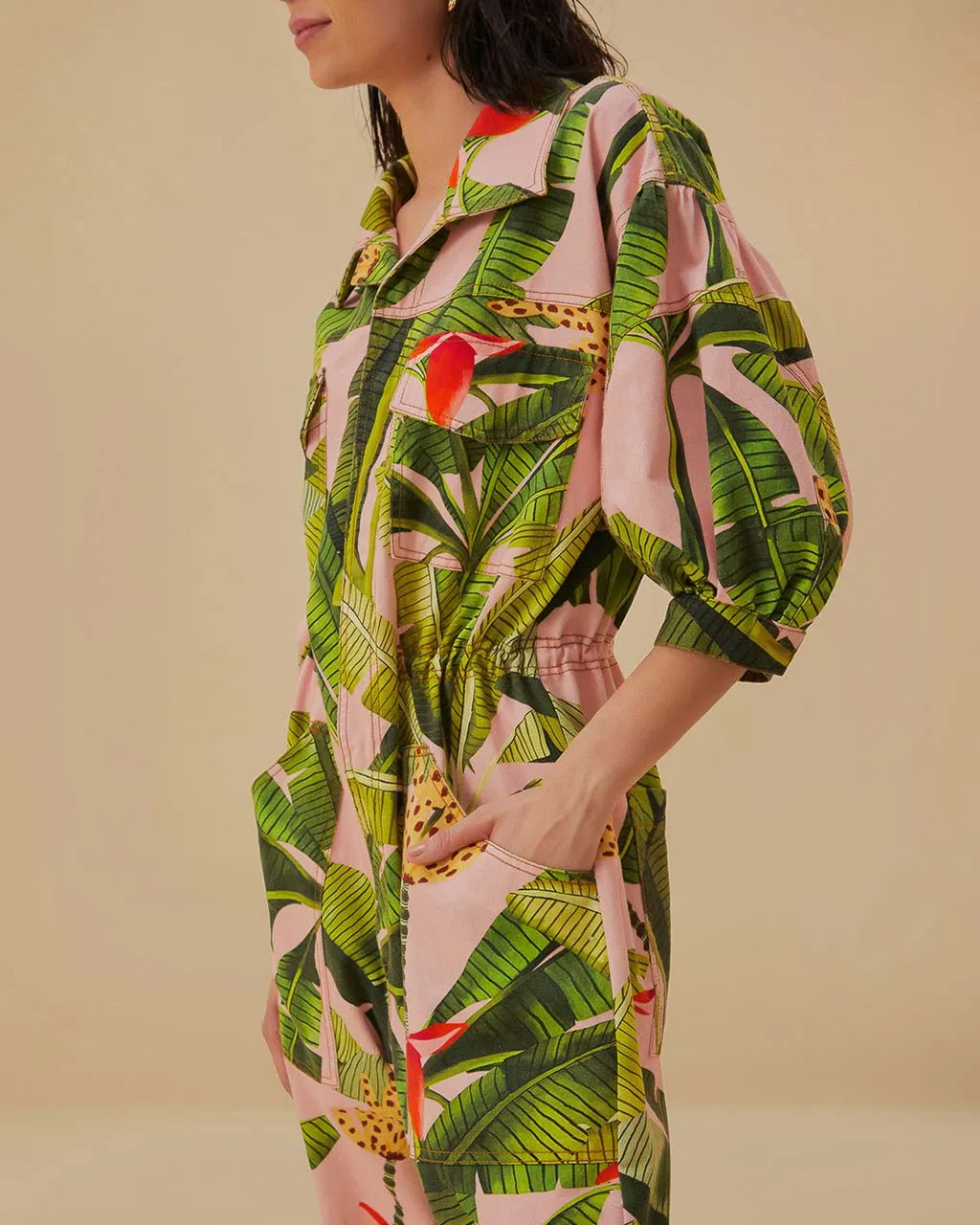 Pink Banana Leaves Jumpsuit