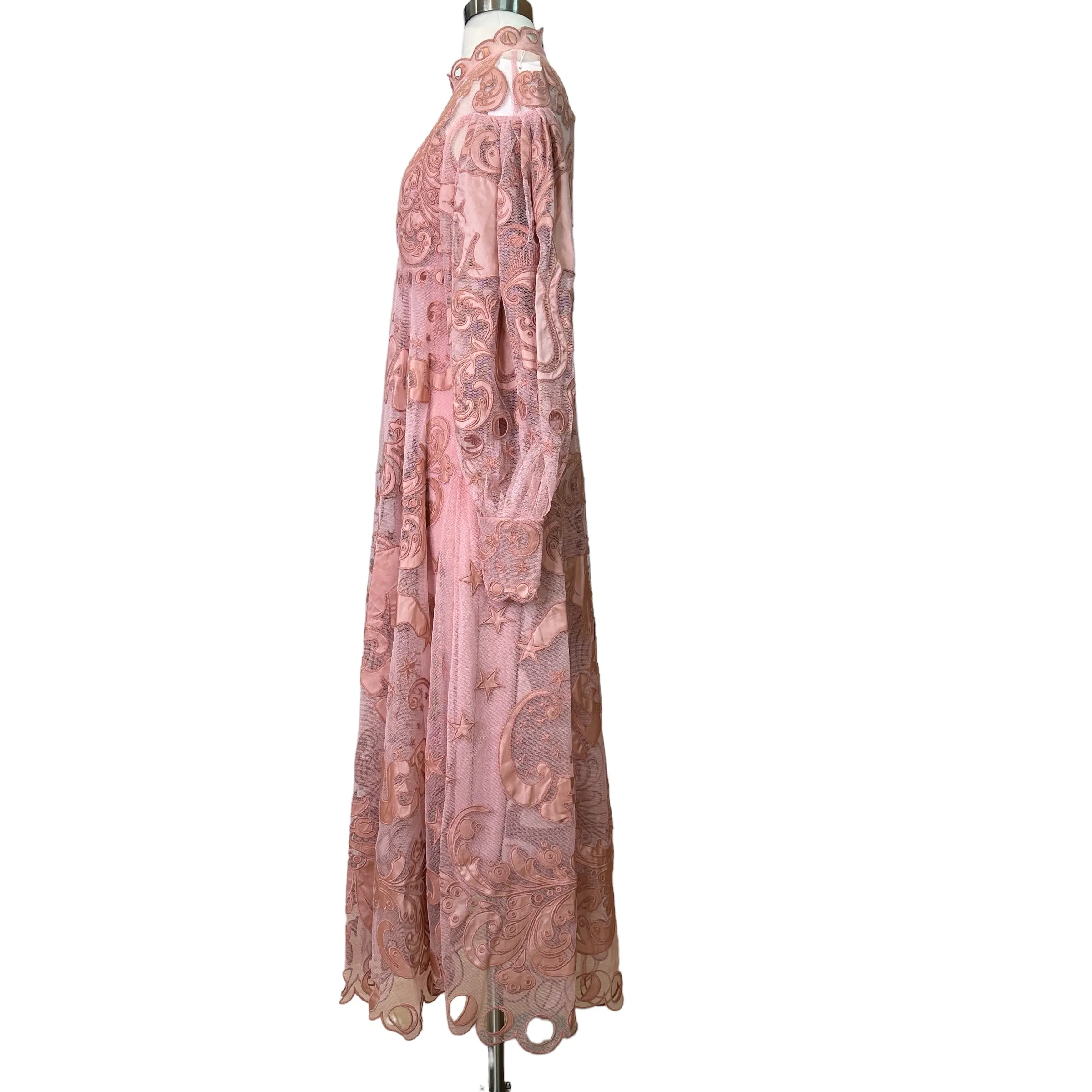 Pink Lace Maxi Dress - M