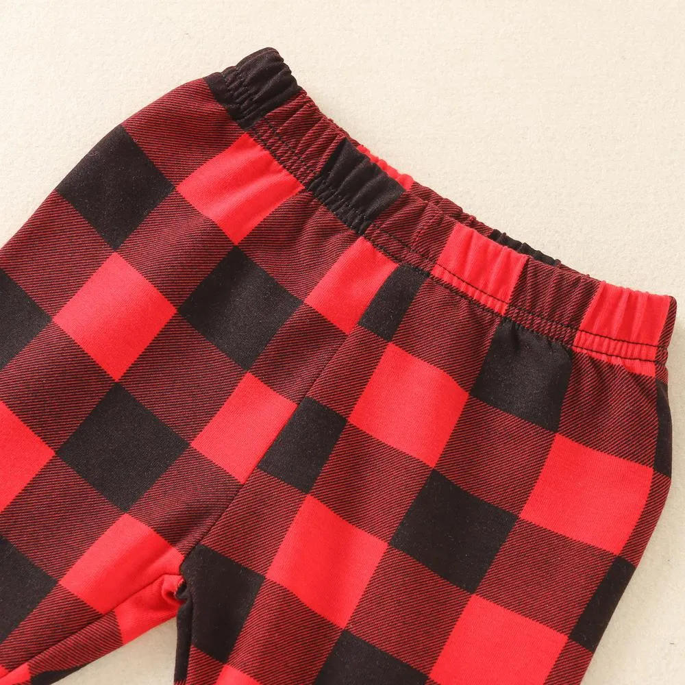 Plaid Top Flared Sleeves   Flared Plaid Pants Wholesale Girls Clothes