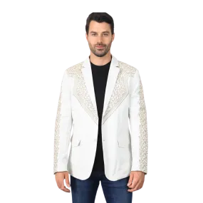 Platini Men's Embroidery Fashion Beige Blazer