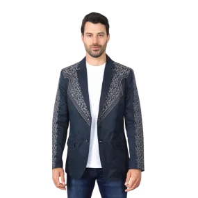 Platini Men's Embroidery Fashion Navy Blazer