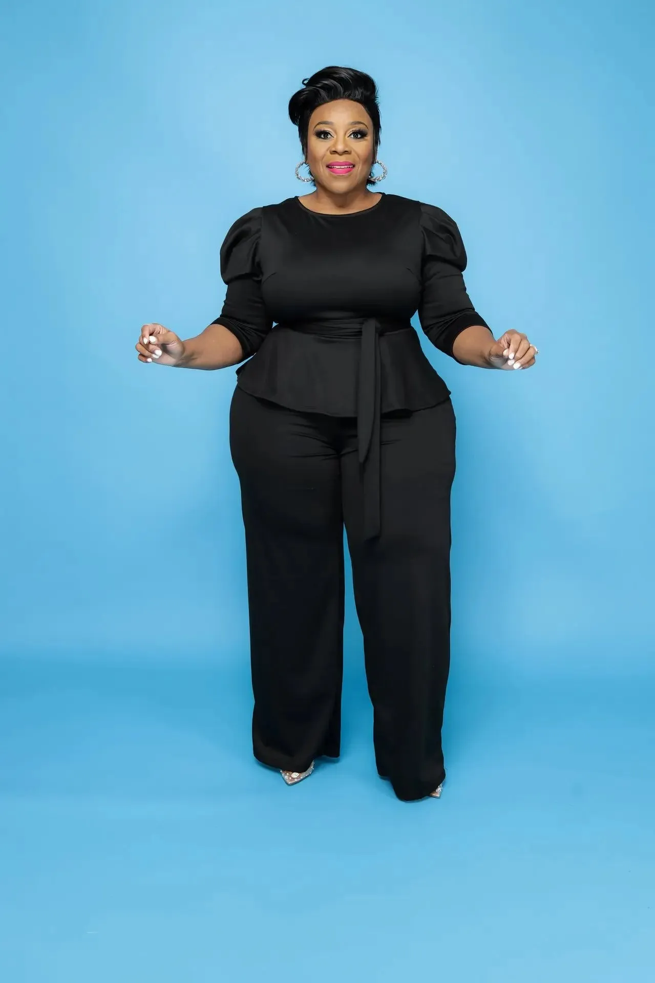 Plus Size Elegant Top & Pants Outfit