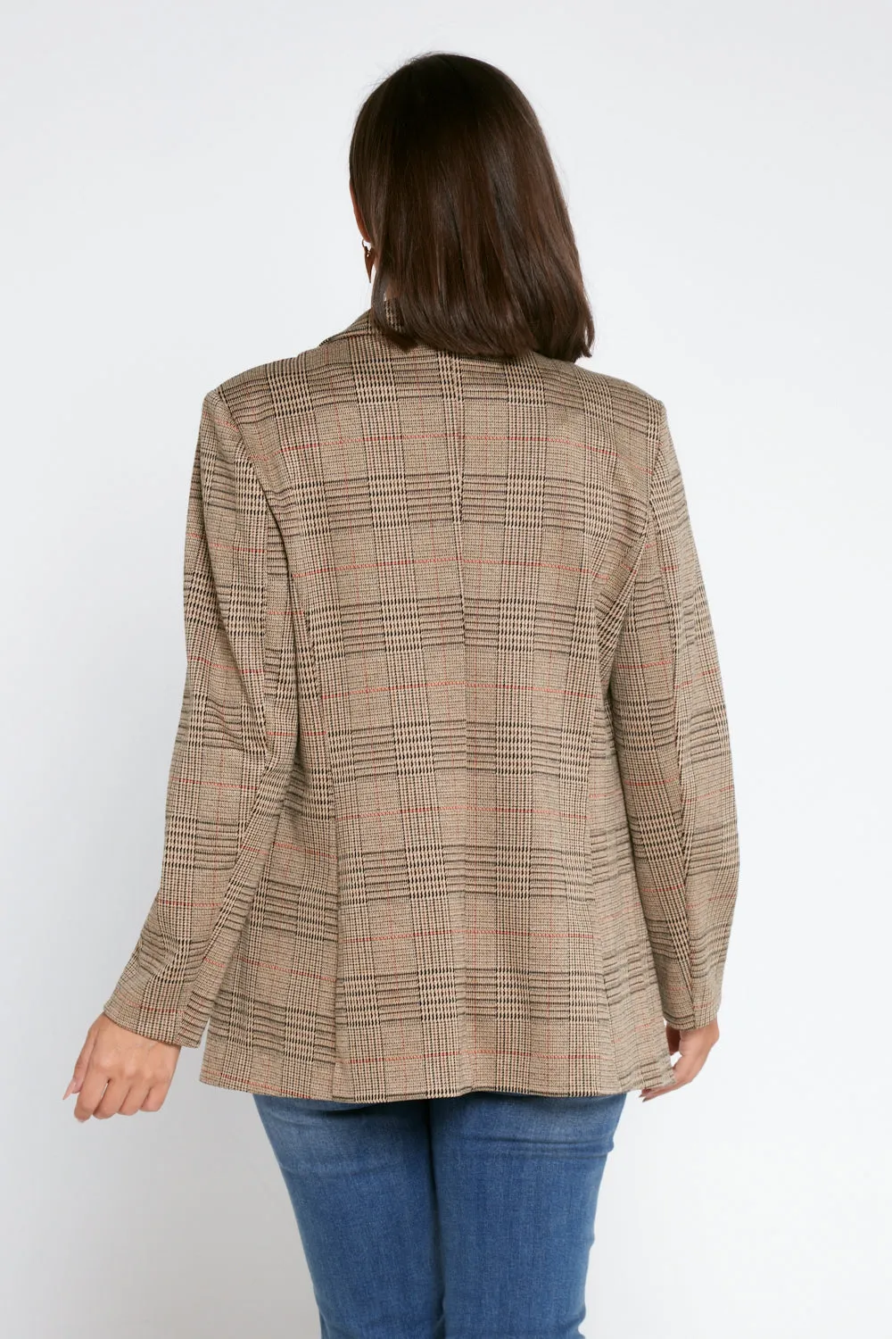 Portsea Stretch Blazer - Brown Check