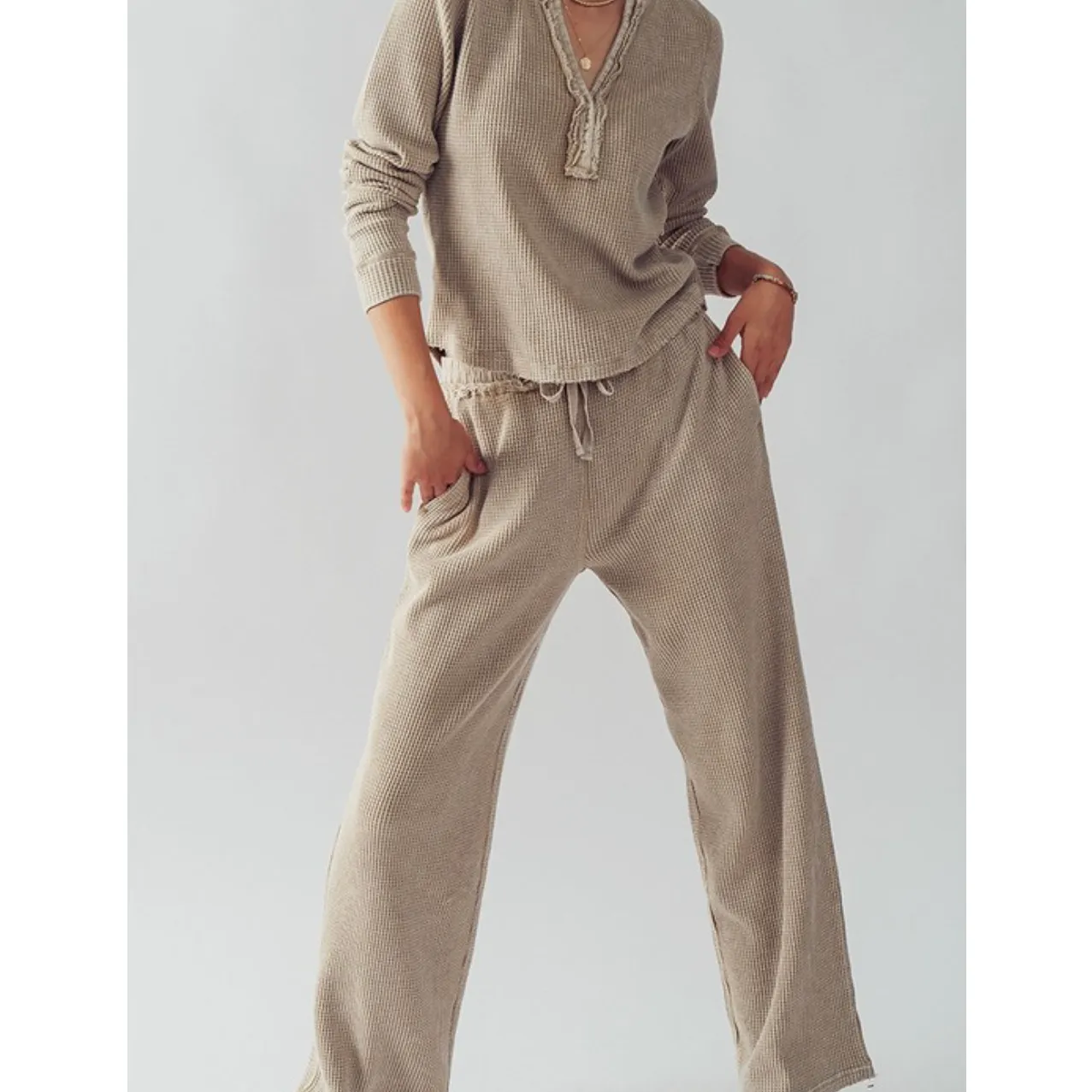 Relax in Style Waffle Knit Loungewear Set