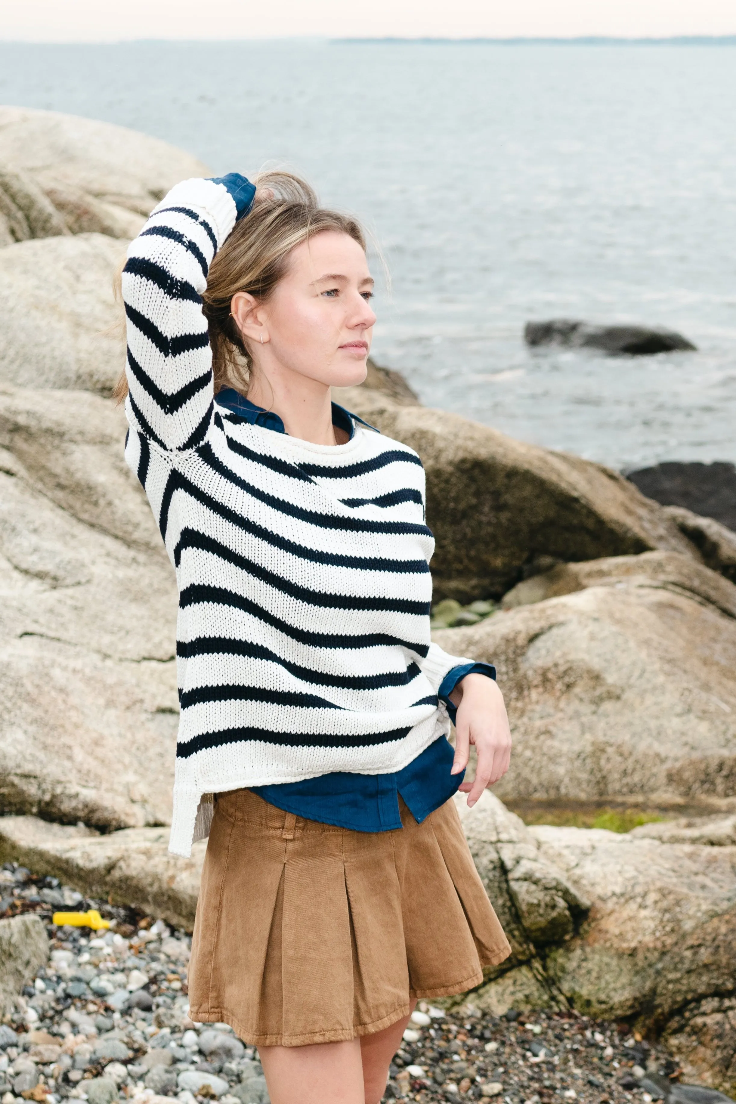 Relaxed Crew Sweater - Night Sky Stripe