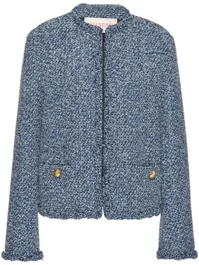 round-neck tweed jacket