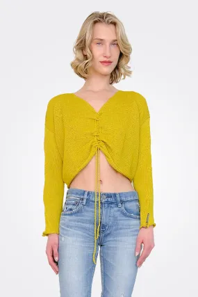 Ruche Crop Pullover - Mustard