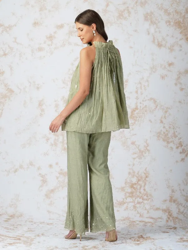 Sage Green Baroque Work Mint Co-Ord Set (Set of 2)