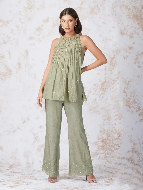 Sage Green Baroque Work Mint Co-Ord Set (Set of 2)