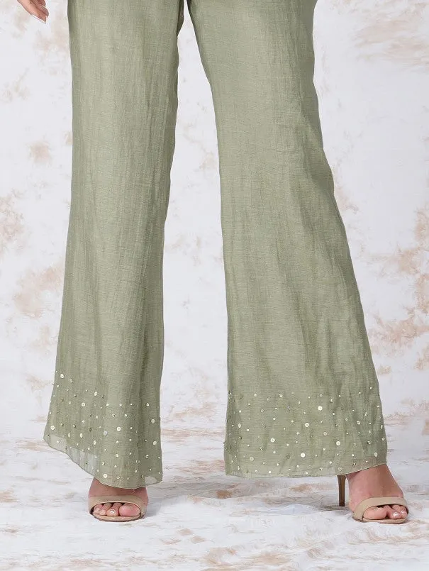 Sage Green Baroque Work Mint Co-Ord Set (Set of 2)