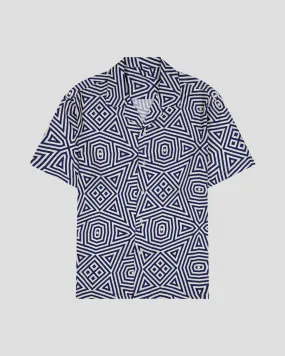 SG Camp Collar Shirt - Geometric Stars - Navy