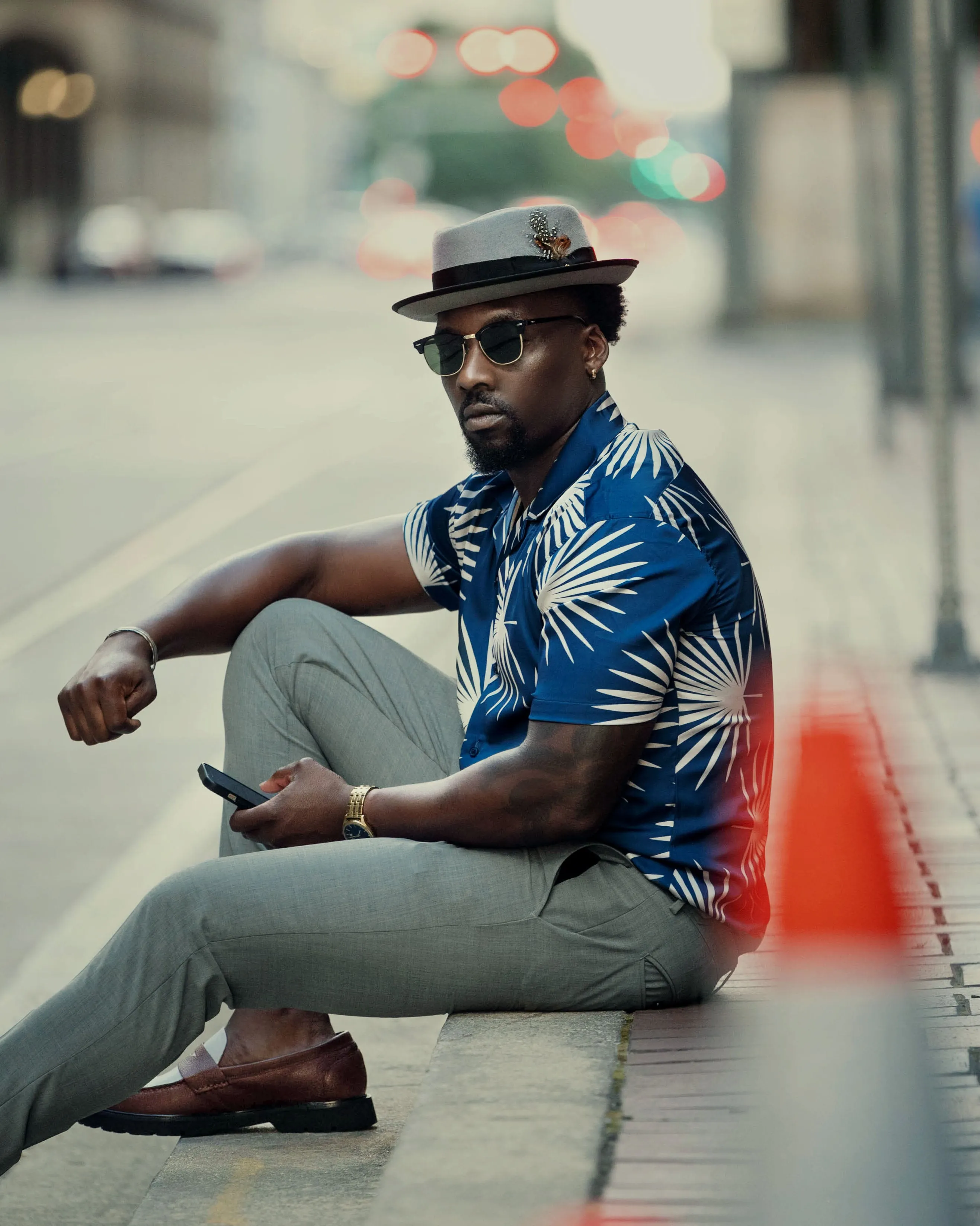 SG Camp Collar Shirt - Navy Palms