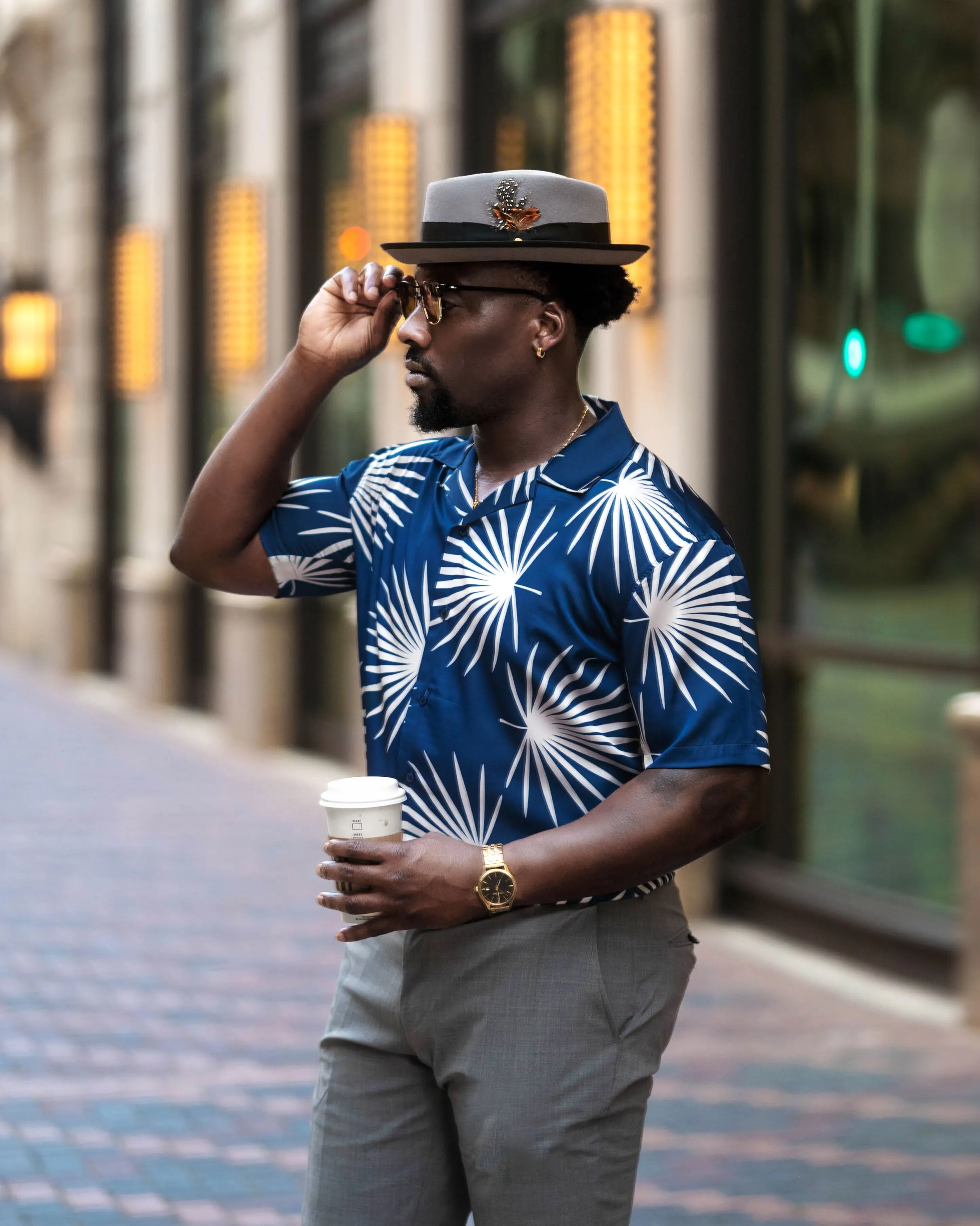 SG Camp Collar Shirt - Navy Palms