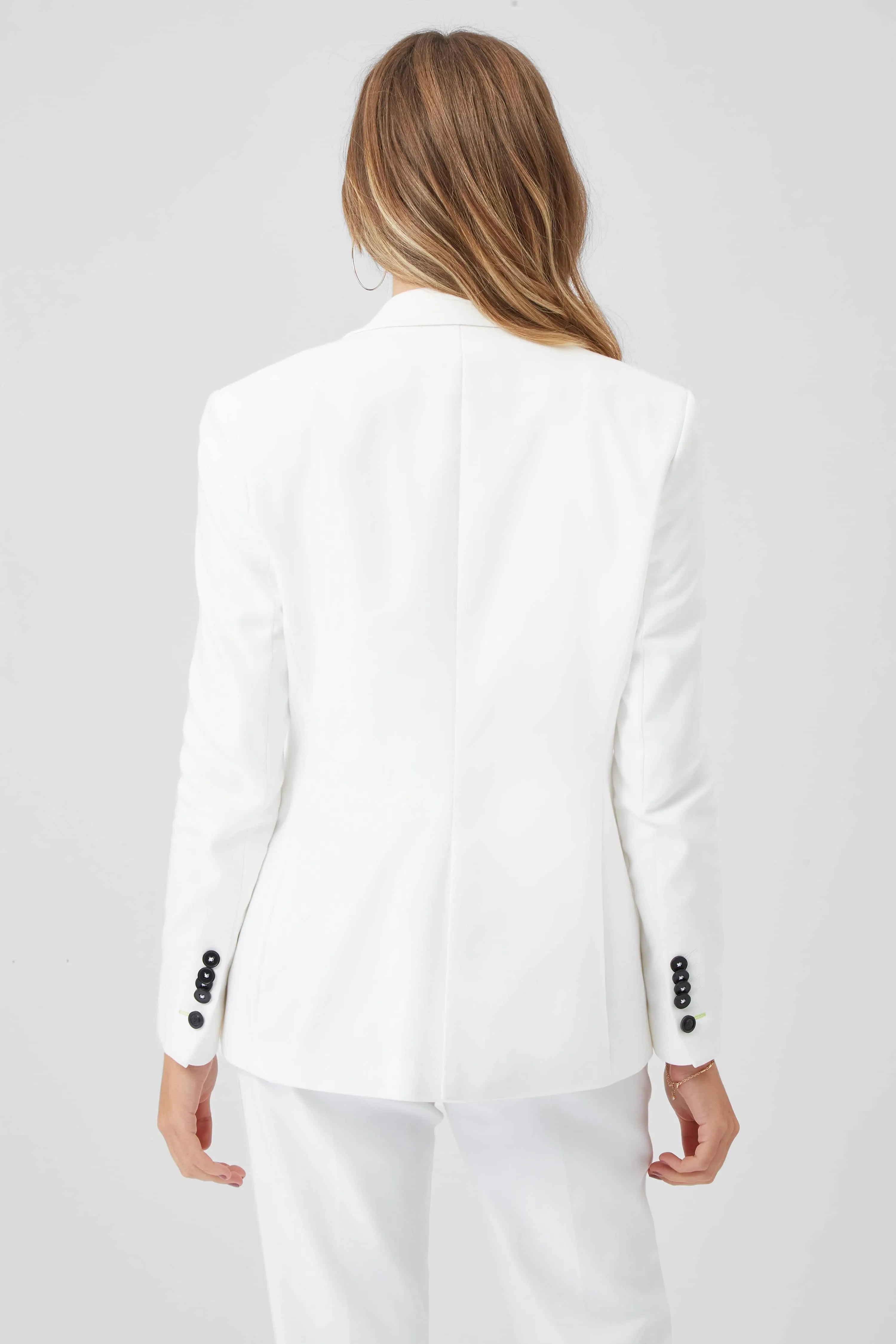 Sian Skinny Fit White Cotton Jacket - ARCHIVE