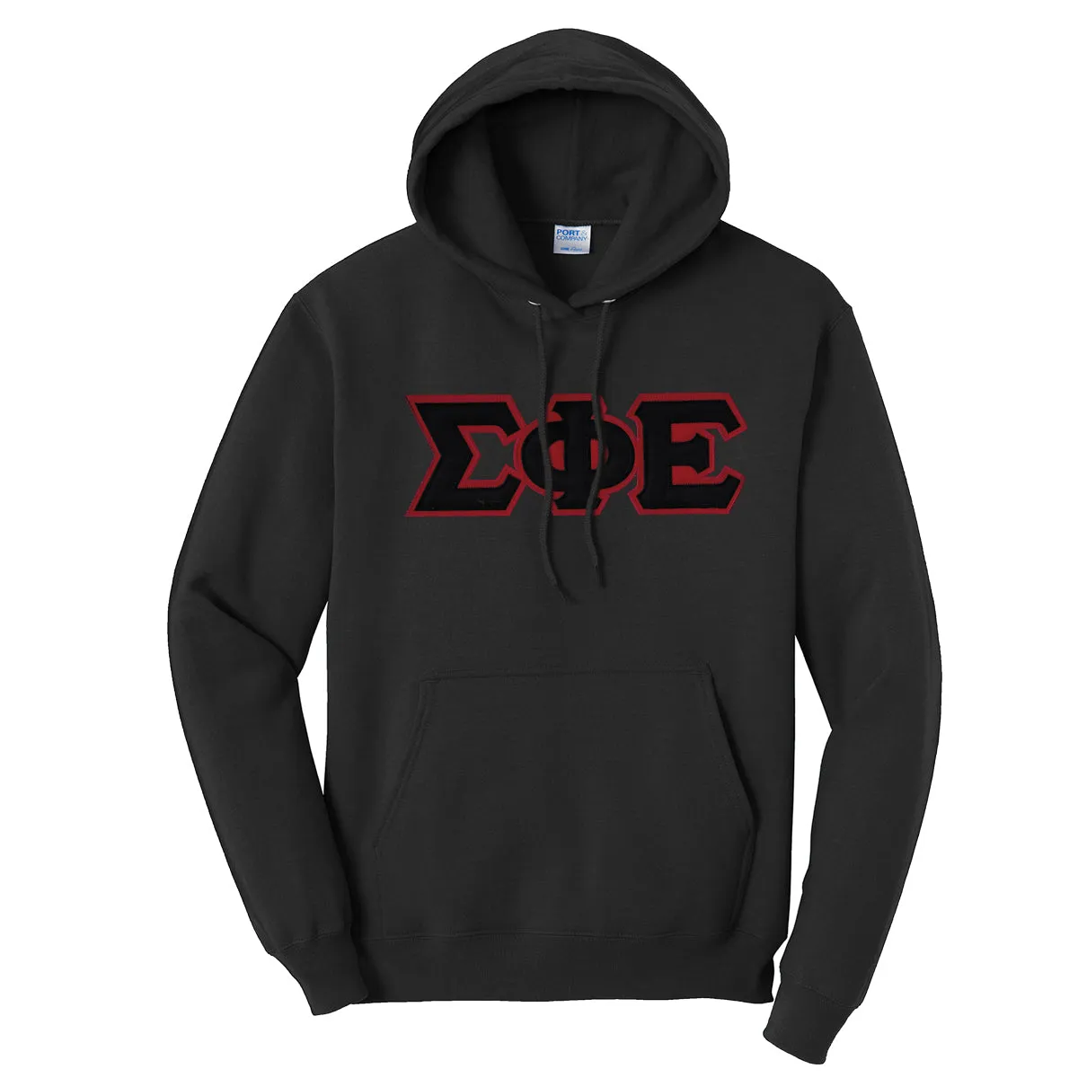 SigEp Black Hoodie with Sewn On Greek Letters