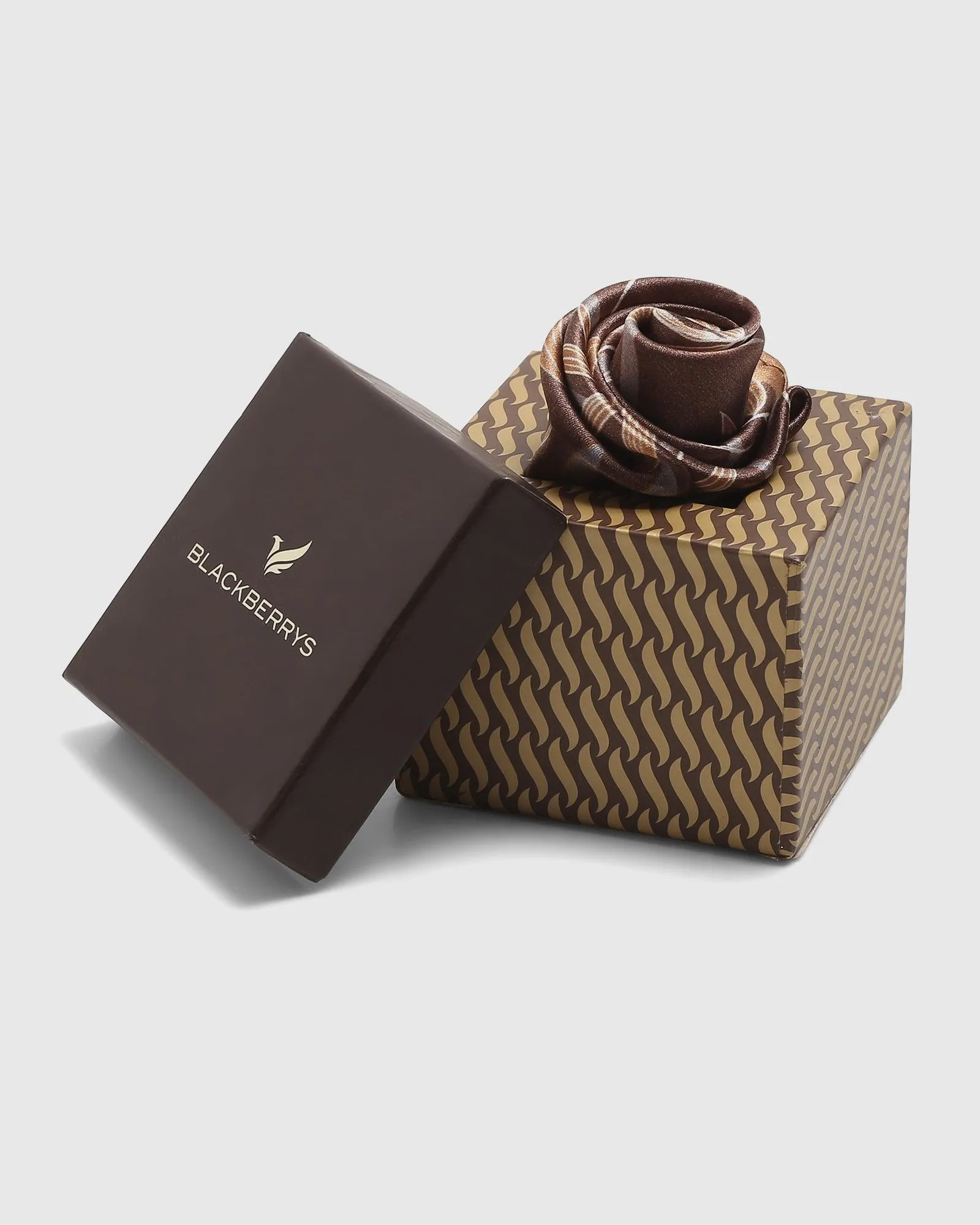 Silk Chocolate Brown Printed Pocket Square - Saint