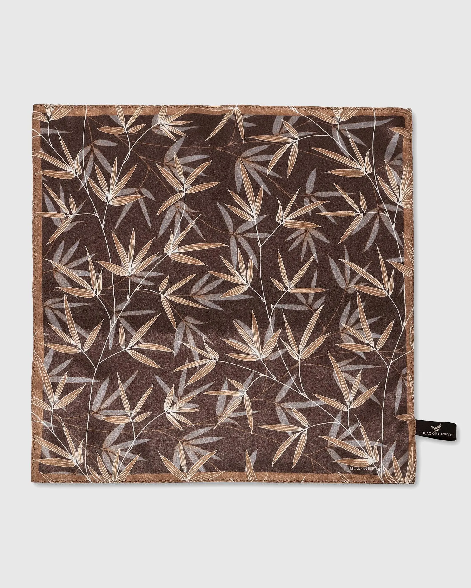 Silk Chocolate Brown Printed Pocket Square - Saint