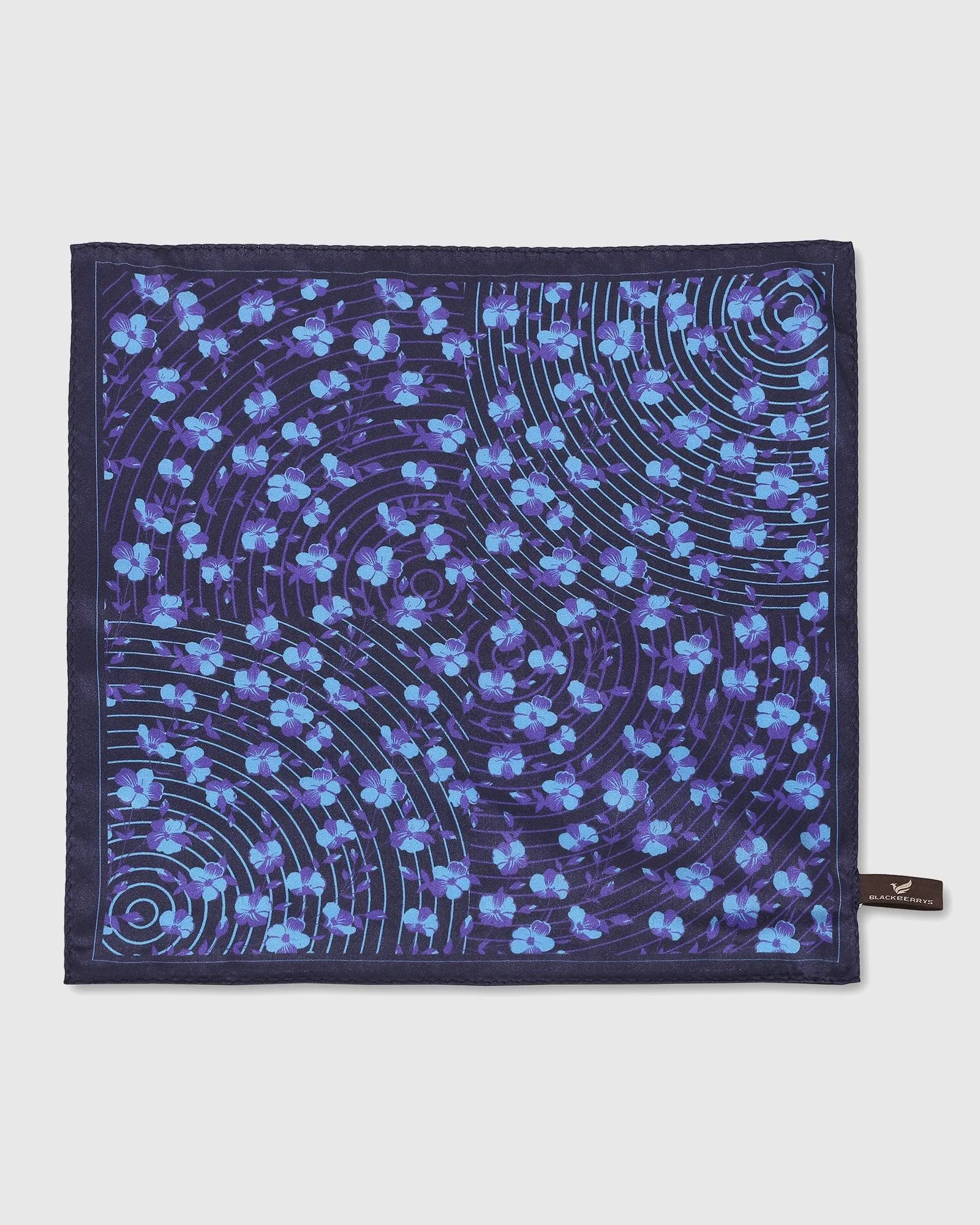 Silk Deep Navy Printed Pocket Square - Saleja